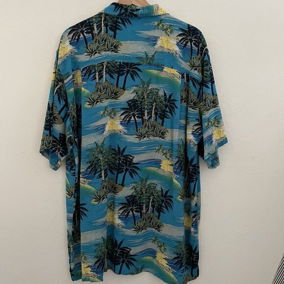 Cherokee Waikiki Wear Blue Deserted Island Beach Short Sleeve Hawaiian Shirt L - Picture 2 of 7